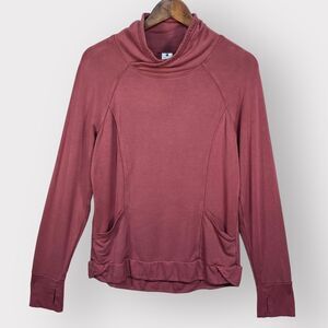 Yogalicious Activewear Top Women M Mauve Pink High Neck Thumb Holes Yoga‎ P78